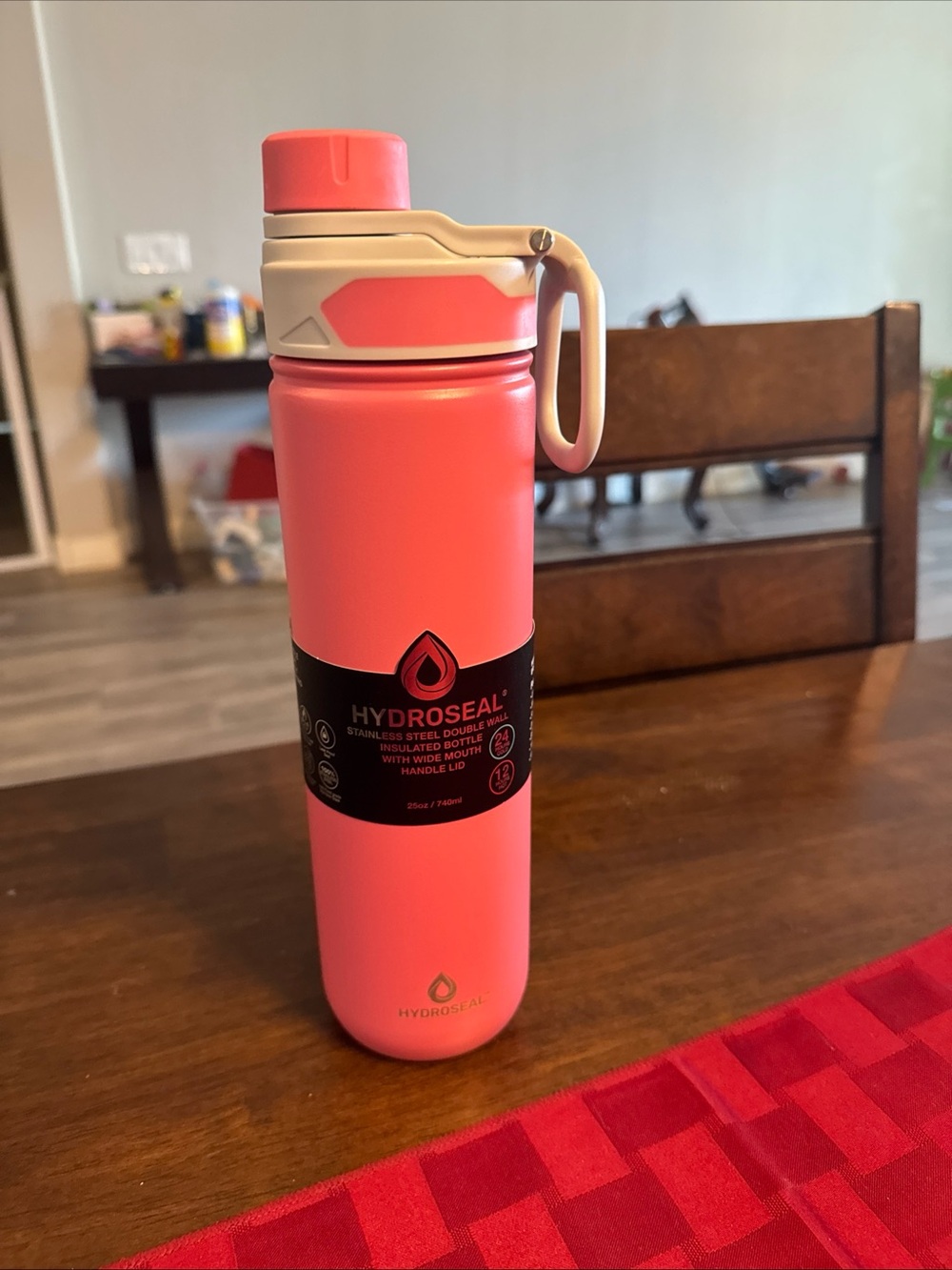 Pink Stainless Steel Water Bottle with Handle